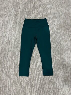 90 Degree by Reflex High-Waist Cropped Leggings - Deep Teal Green